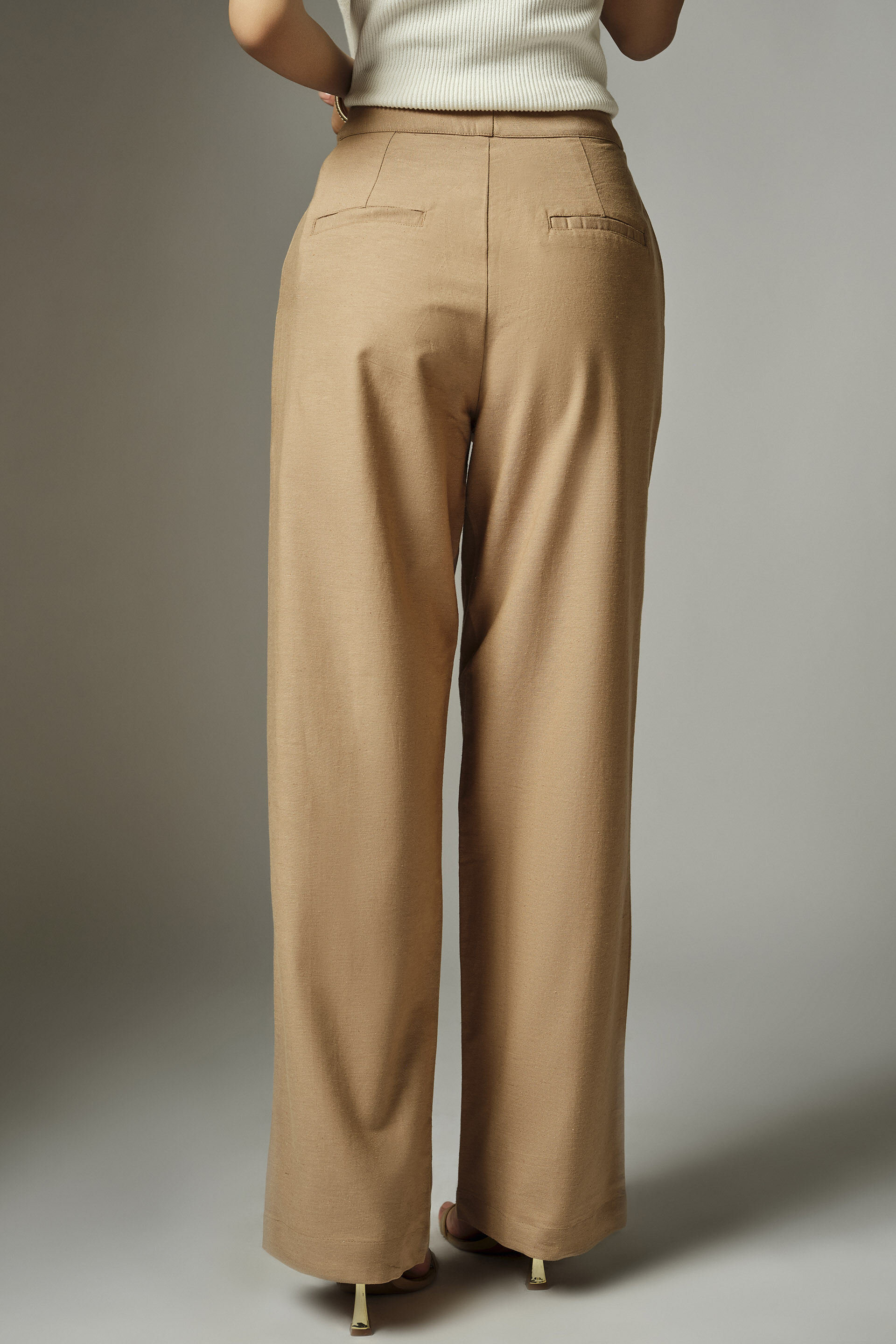 Beige Tapered Fit Trousers, Brown, image 5
